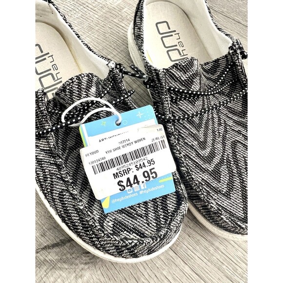 Hey Dude Shoes-Wendy Youth-Woven Black Zebra Stripe-size K13-NEW! - Picture 5 of 7